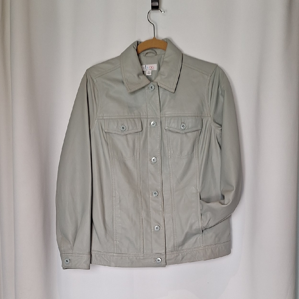 D & Co Women's Gray Leather Jacket Shacket Coat Size XS